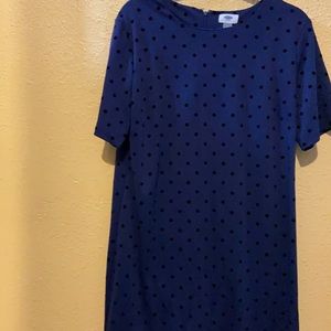 Navy Blue Dress with Navy Polka Dots